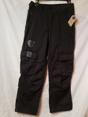 Kids Black Cargo Pants with Patch Detail